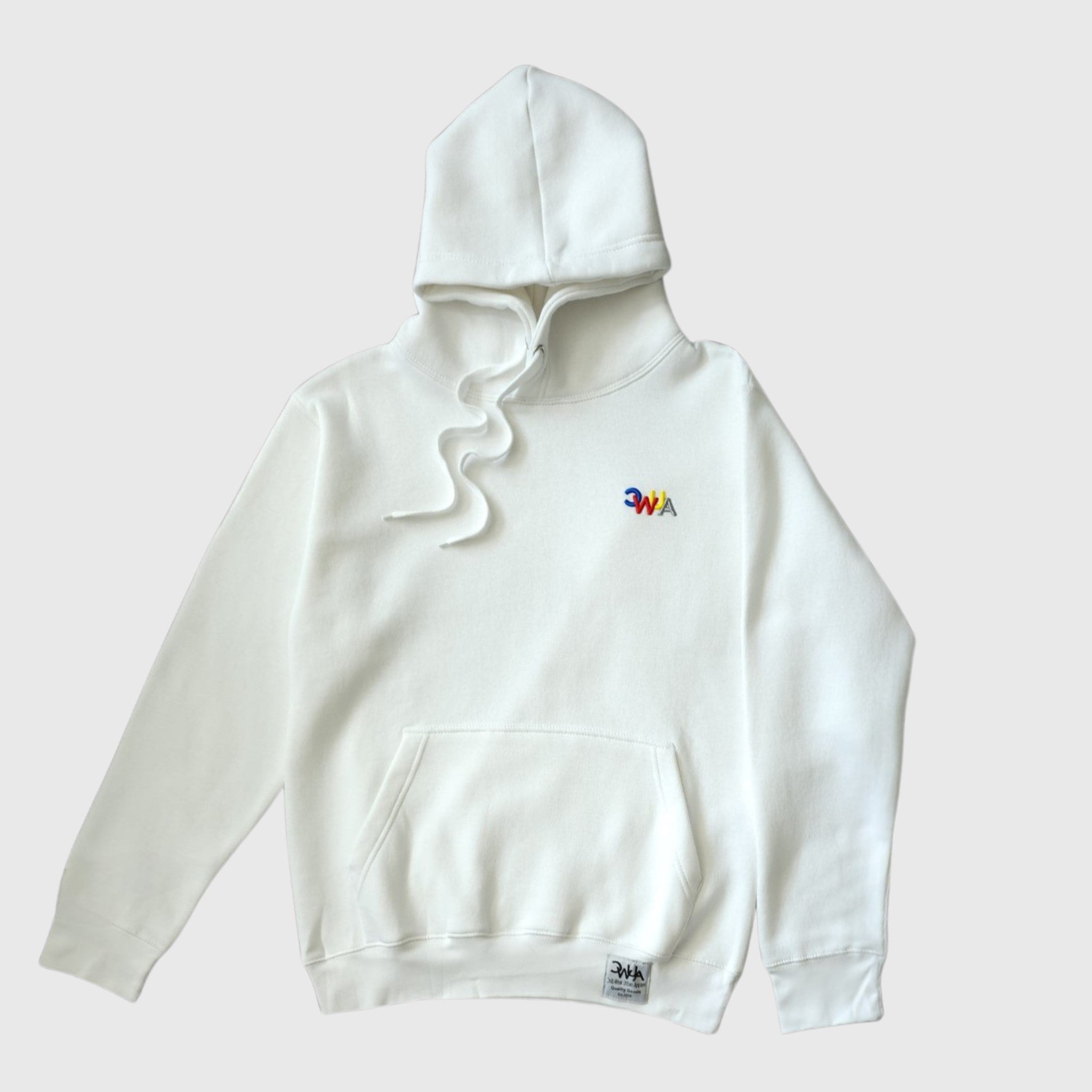 "CWUA"- PREMIUM HOODIE SMALL SIGNATURE LOGO (WHITE / MULTI) 3D PUFF EMBROIDERY