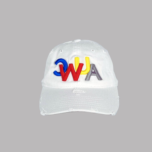 CWUA- Signature Logo Distressed Dad Hat (White / Multi)