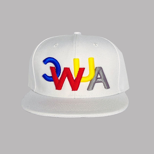 CWUA- 3D Puff Signature Logo Snapback Hat (White / Multi)