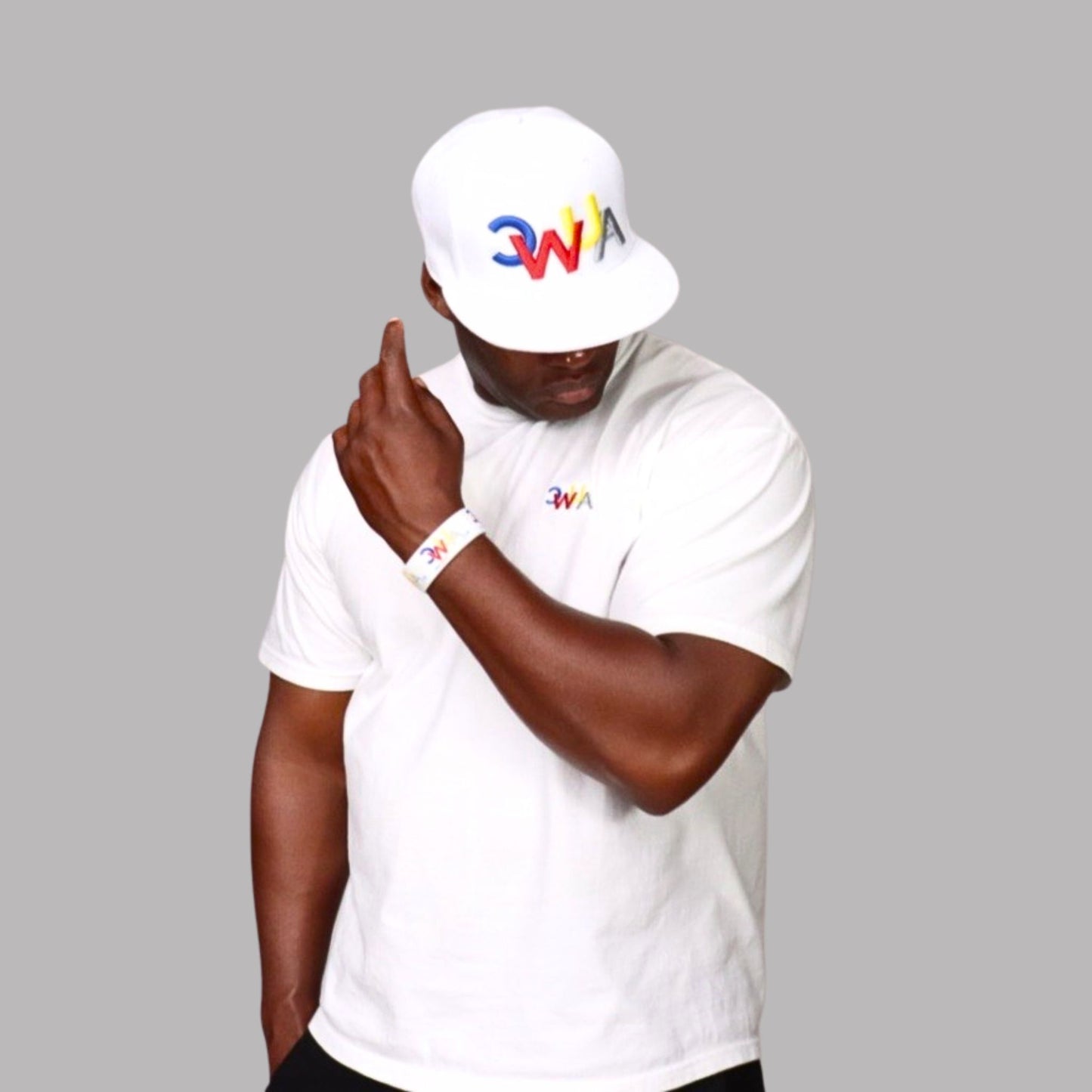 CWUA- 3D Puff Signature Logo Snapback Hat (White / Multi)