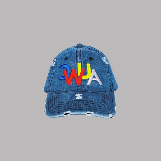CWUA- Signature Logo Distressed Dad Hat (Denim / Multi)