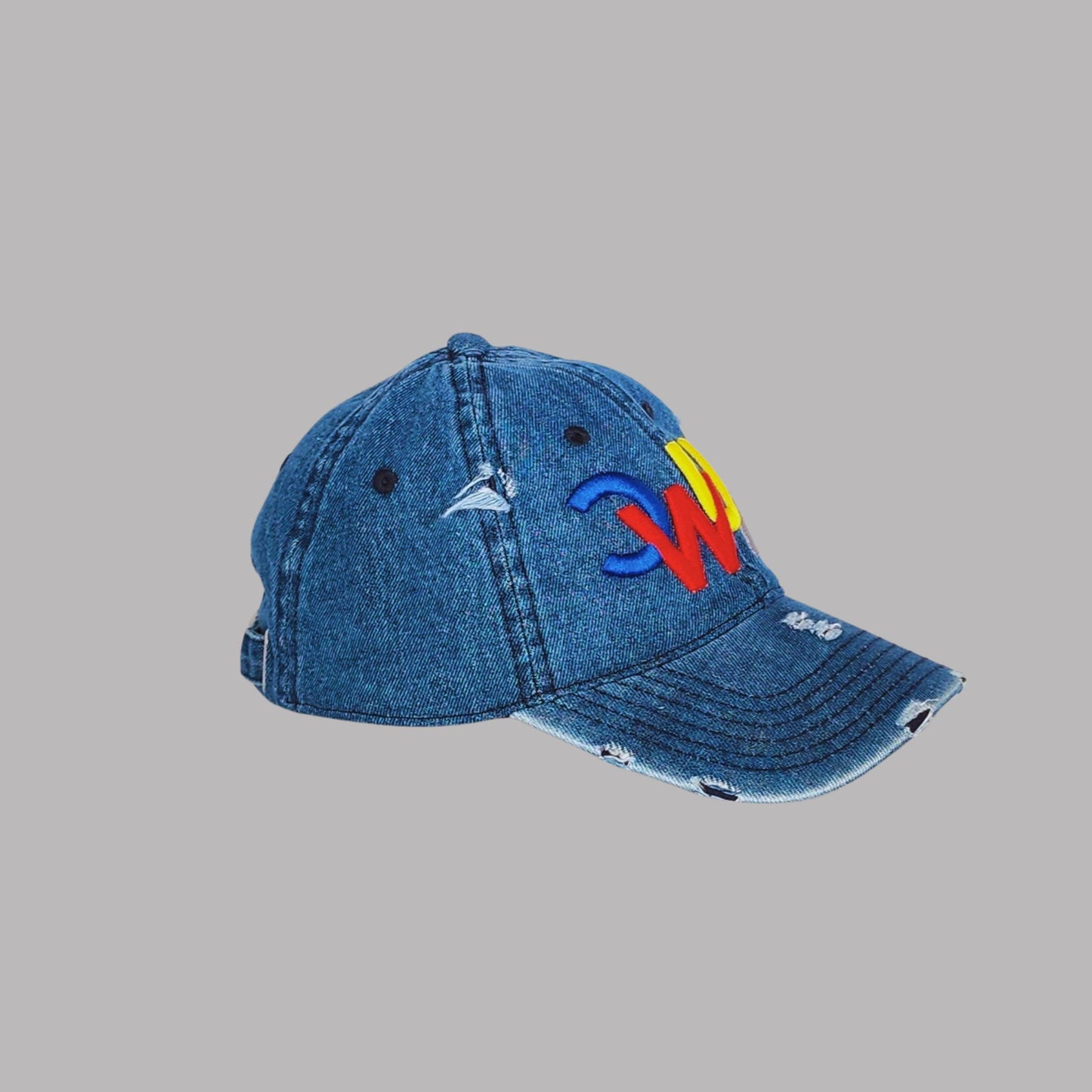 CWUA- Signature Logo Distressed Dad Hat (Denim / Multi)