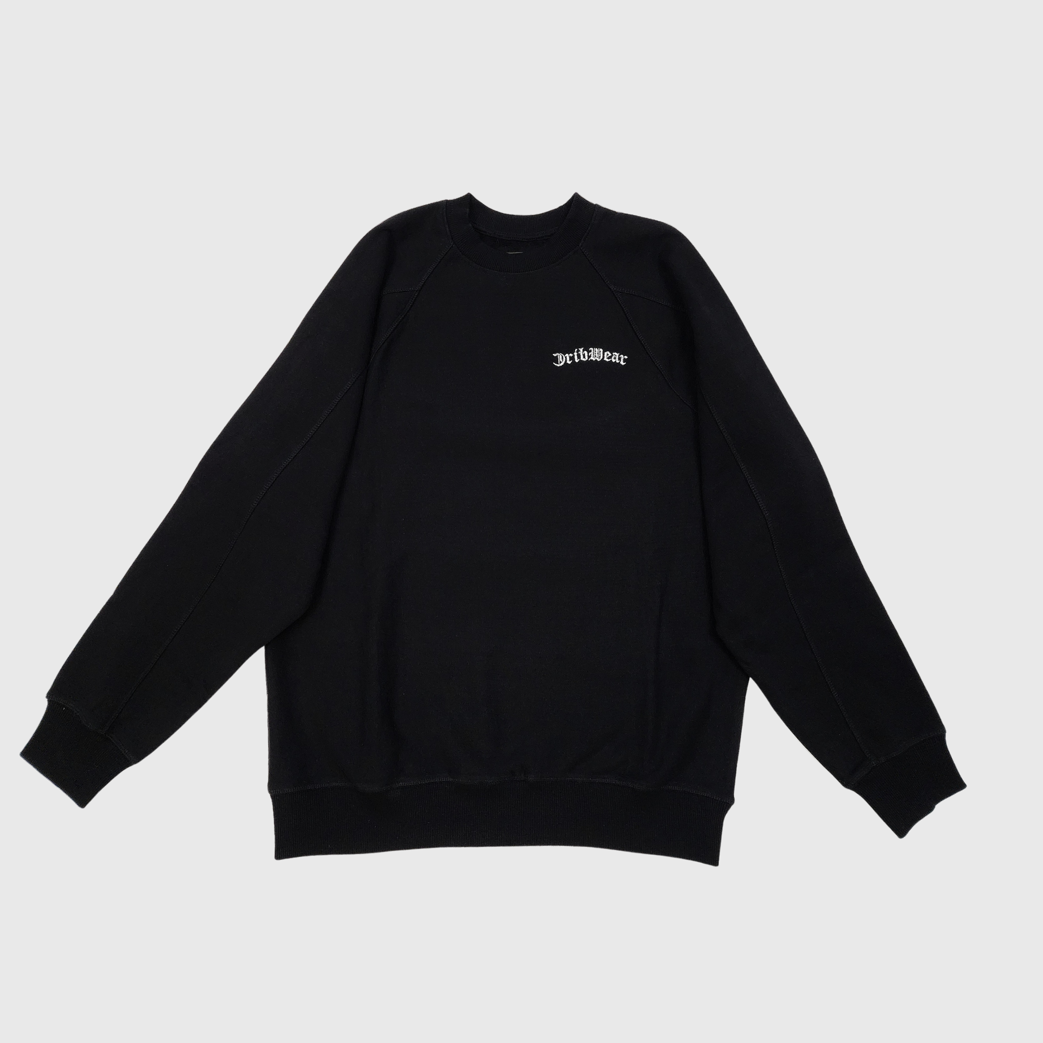 "CRIB WEAR"- HEAVYWEIGHT OVERSIZED CREWNECK (BLACK / WHITE) EMBROIDERY