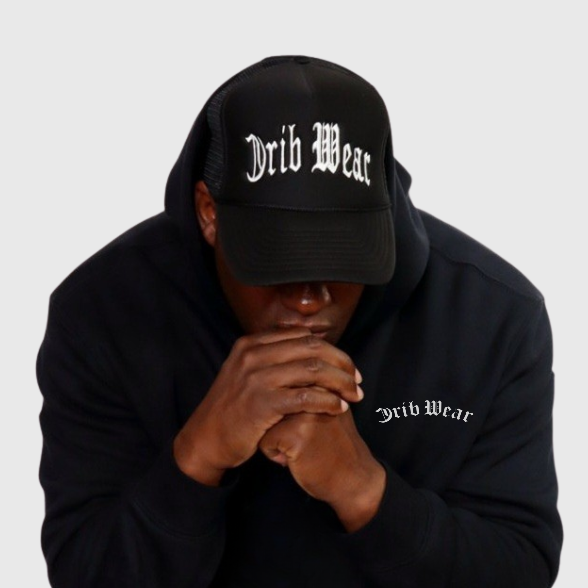 "CRIB WEAR"- TRUCKER HAT (BLACK / WHITE) EMBROIDERY