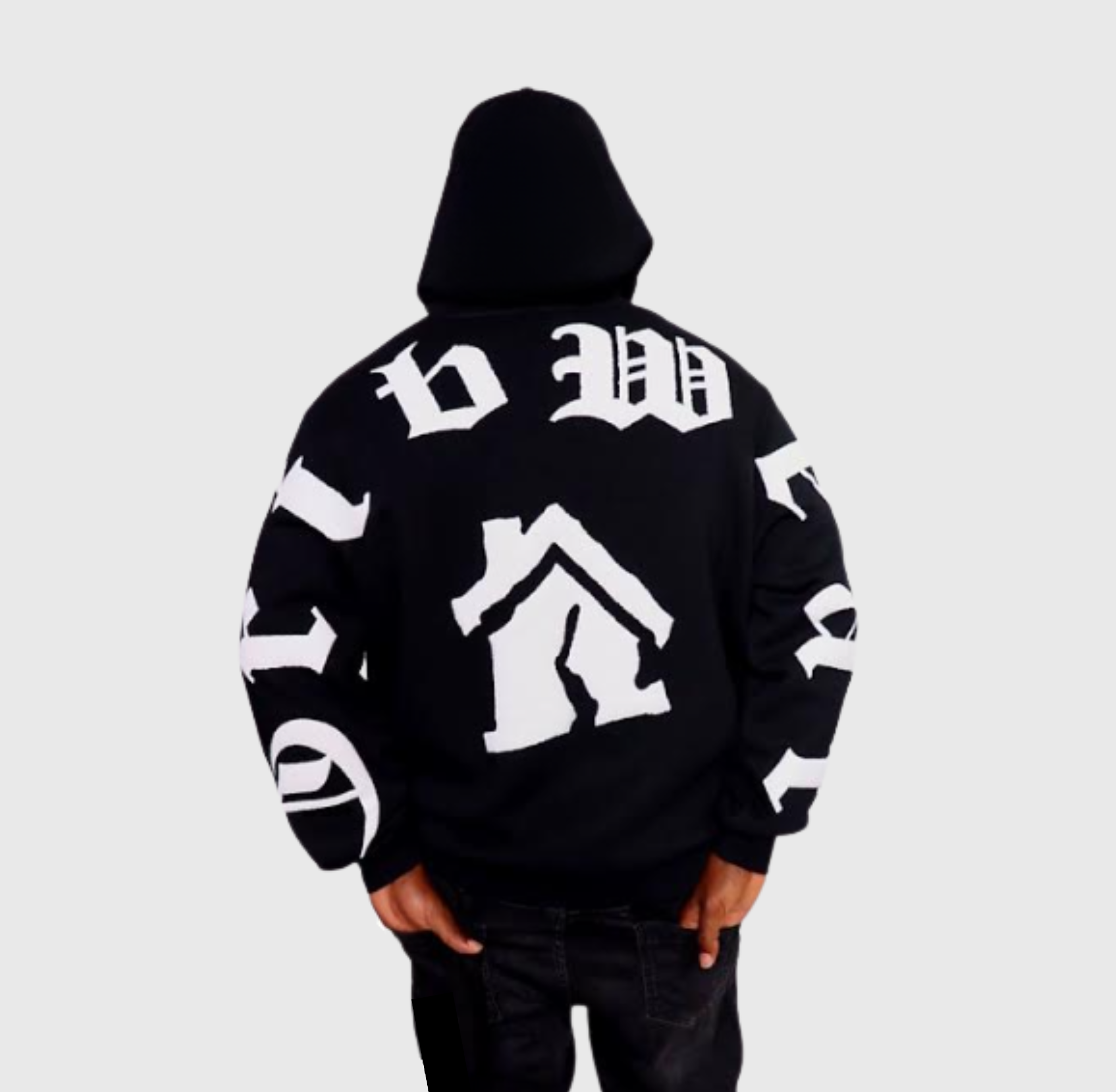 "CRIB WEAR"- HEAVYWEIGHT OVERSIZED FLEECE HOODIE (BLACK / WHITE) 3D PUFF