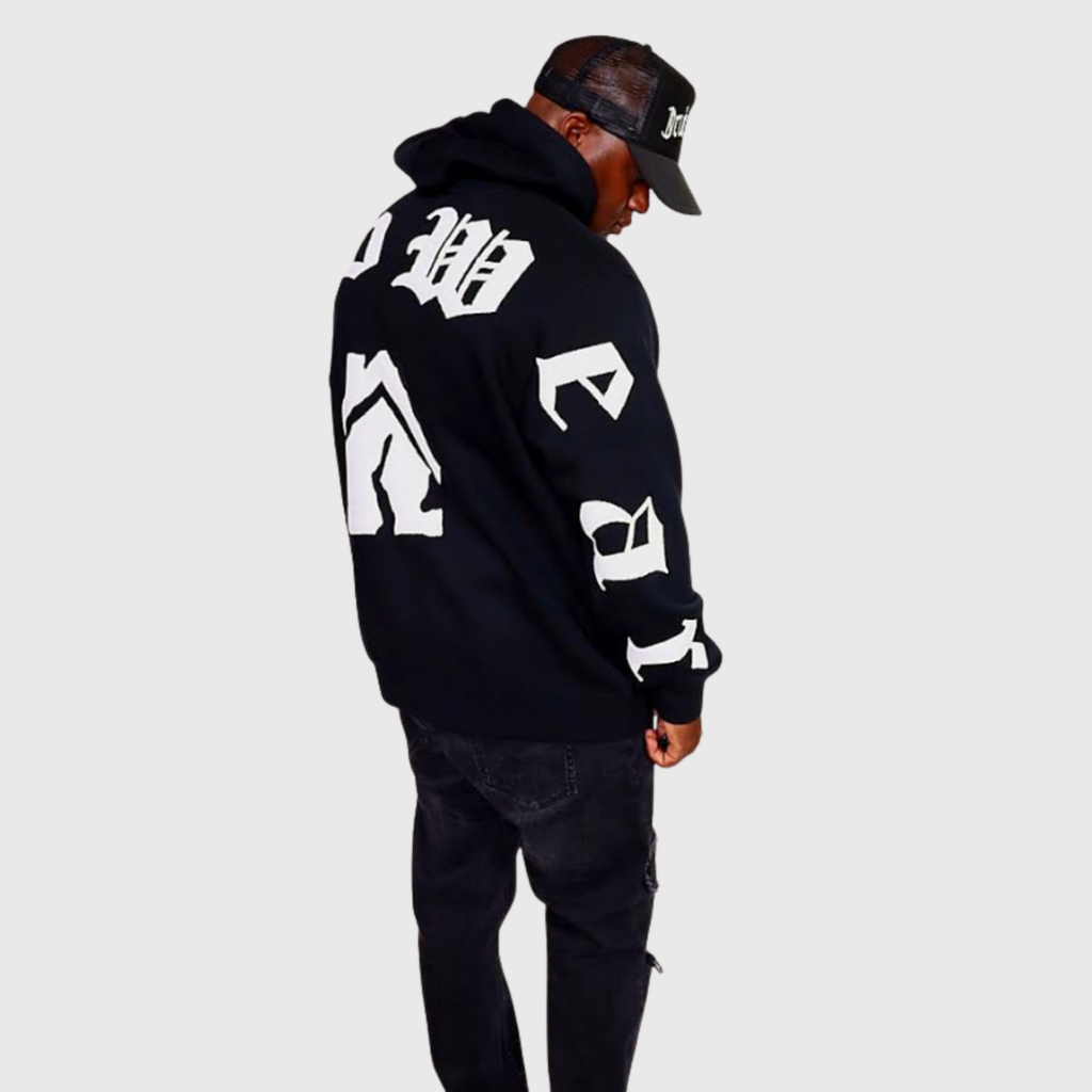 "CRIB WEAR"- HEAVYWEIGHT OVERSIZED FLEECE HOODIE (BLACK / WHITE) 3D PUFF