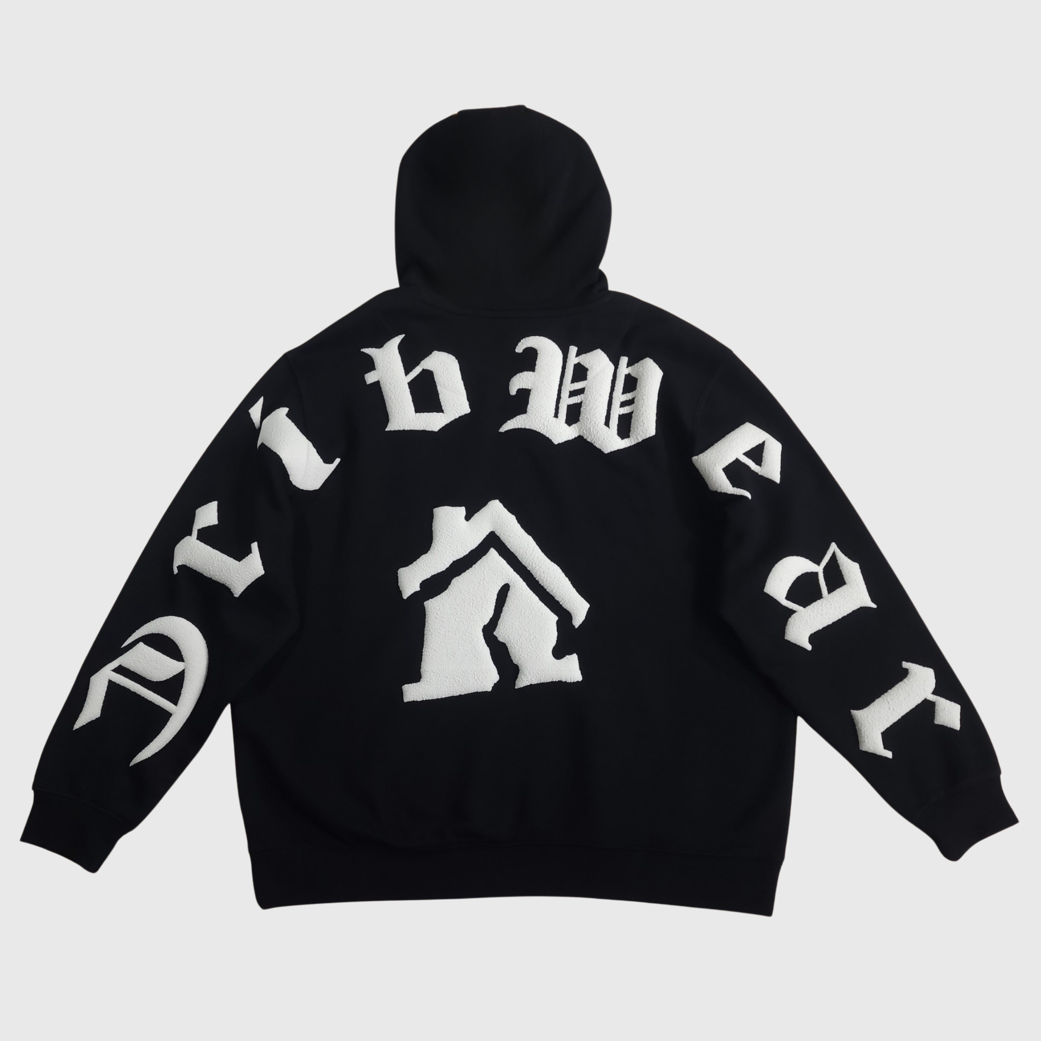"CRIB WEAR"- HEAVYWEIGHT OVERSIZED FLEECE HOODIE (BLACK / WHITE) 3D PUFF
