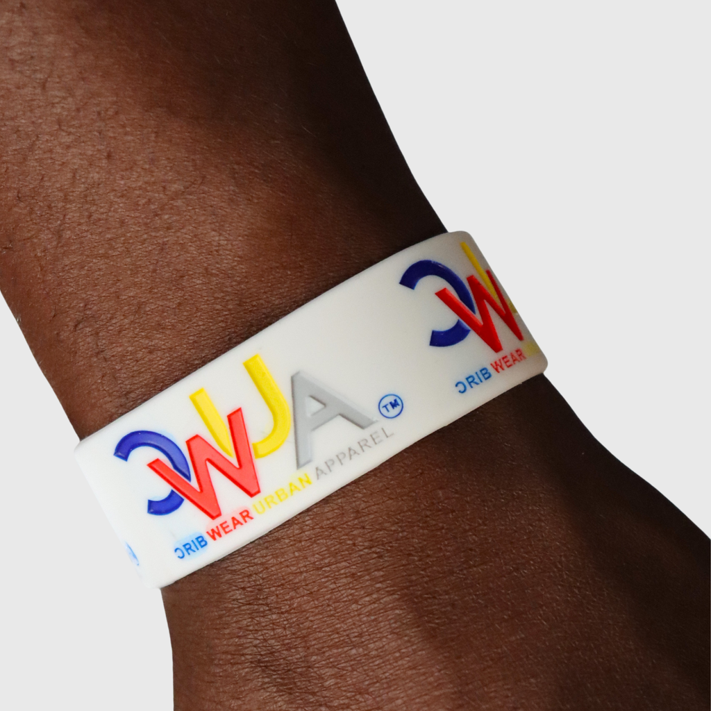 "CWUA"- SILICONE WRISTBAND SIGNATURE LOGO (WHITE / MULTI) DEBOSSED