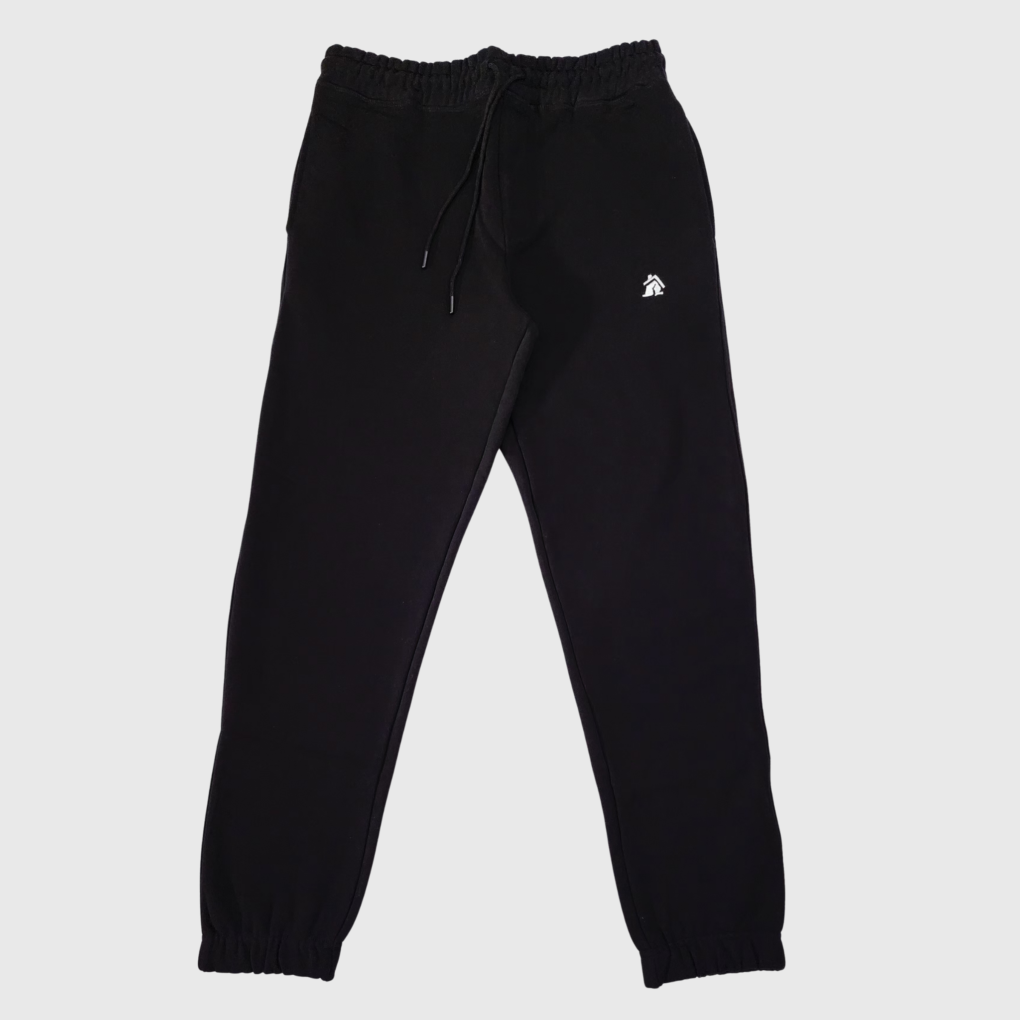 CRIB WEAR- " HOUSE LOGO" HEAVYWEIGHT JOGGERS BLACK / WHITE EMBROIDERY