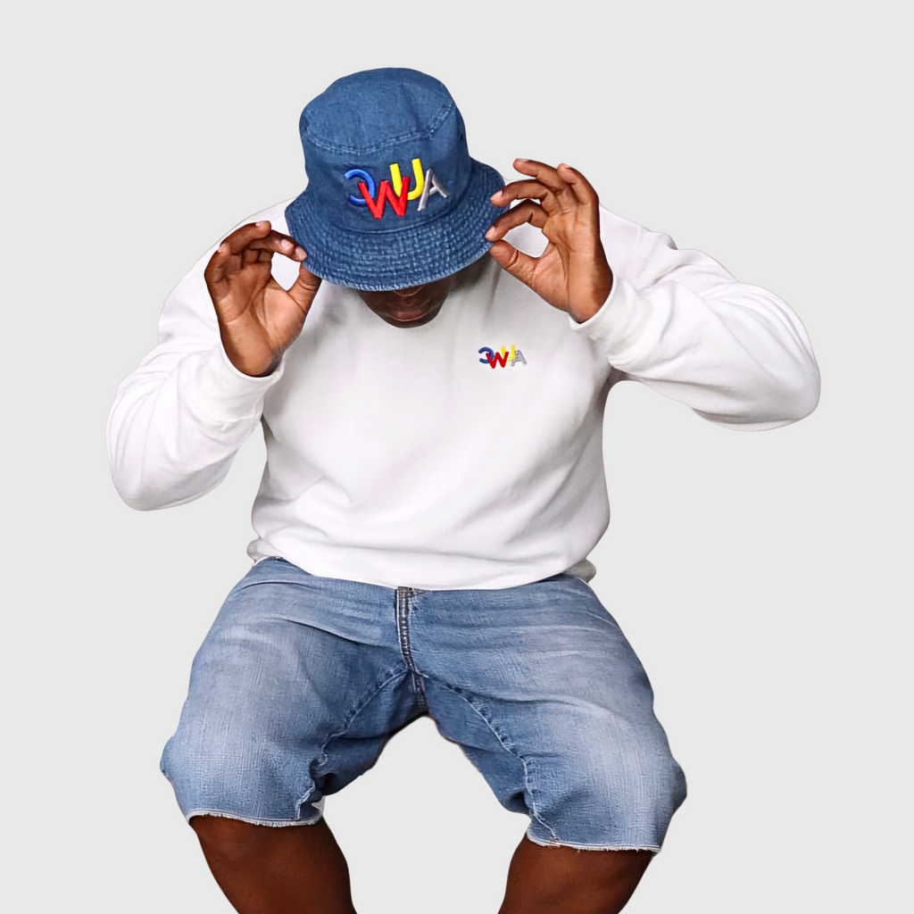 "CWUA"- BUCKET HAT SIGNATURE LOGO (DENIM / MULTI) 3D PUFF EMBROIDERY