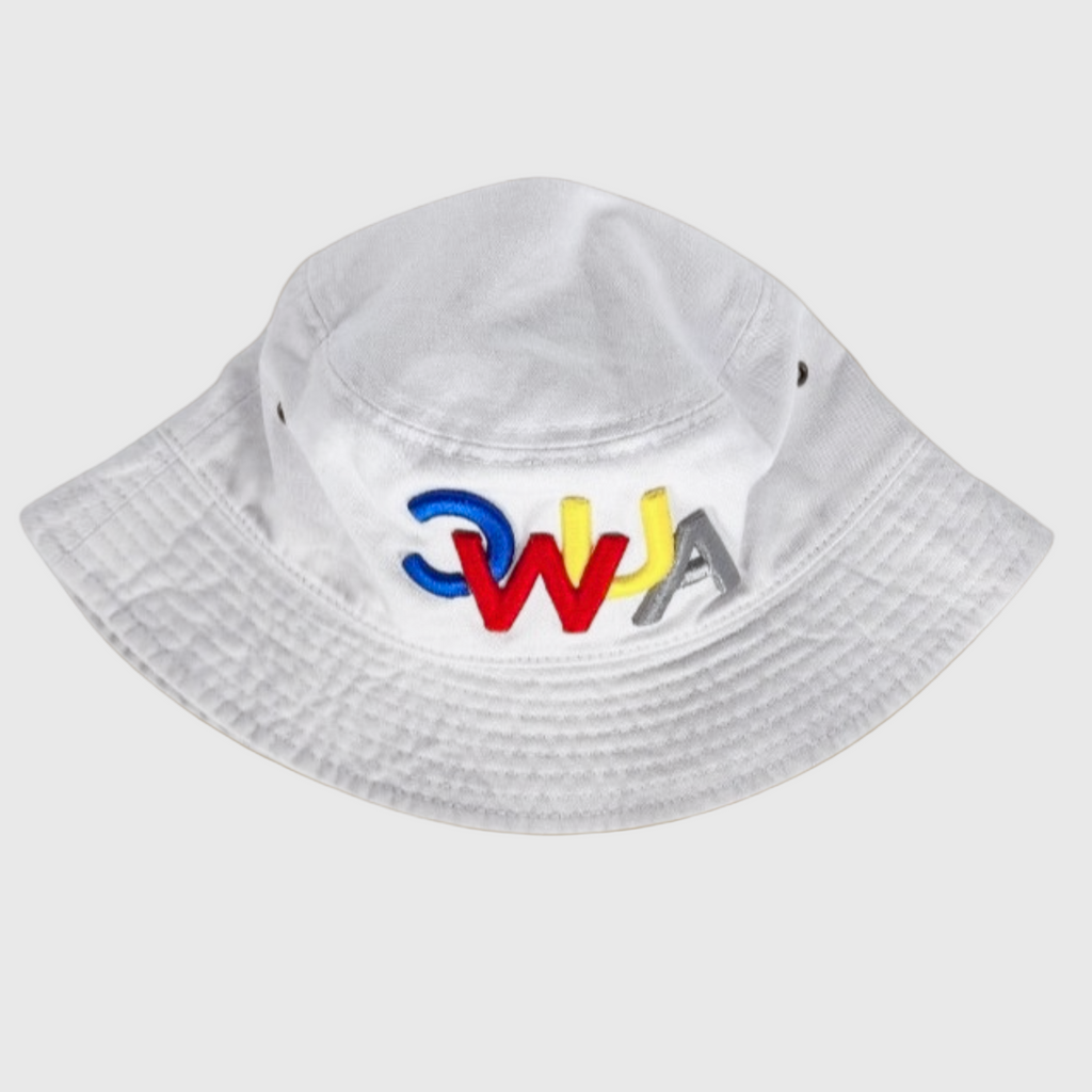 "CWUA"- BUCKET HAT SIGNATURE LOGO (WHITE / MULTI) 3D PUFF EMBROIDERY