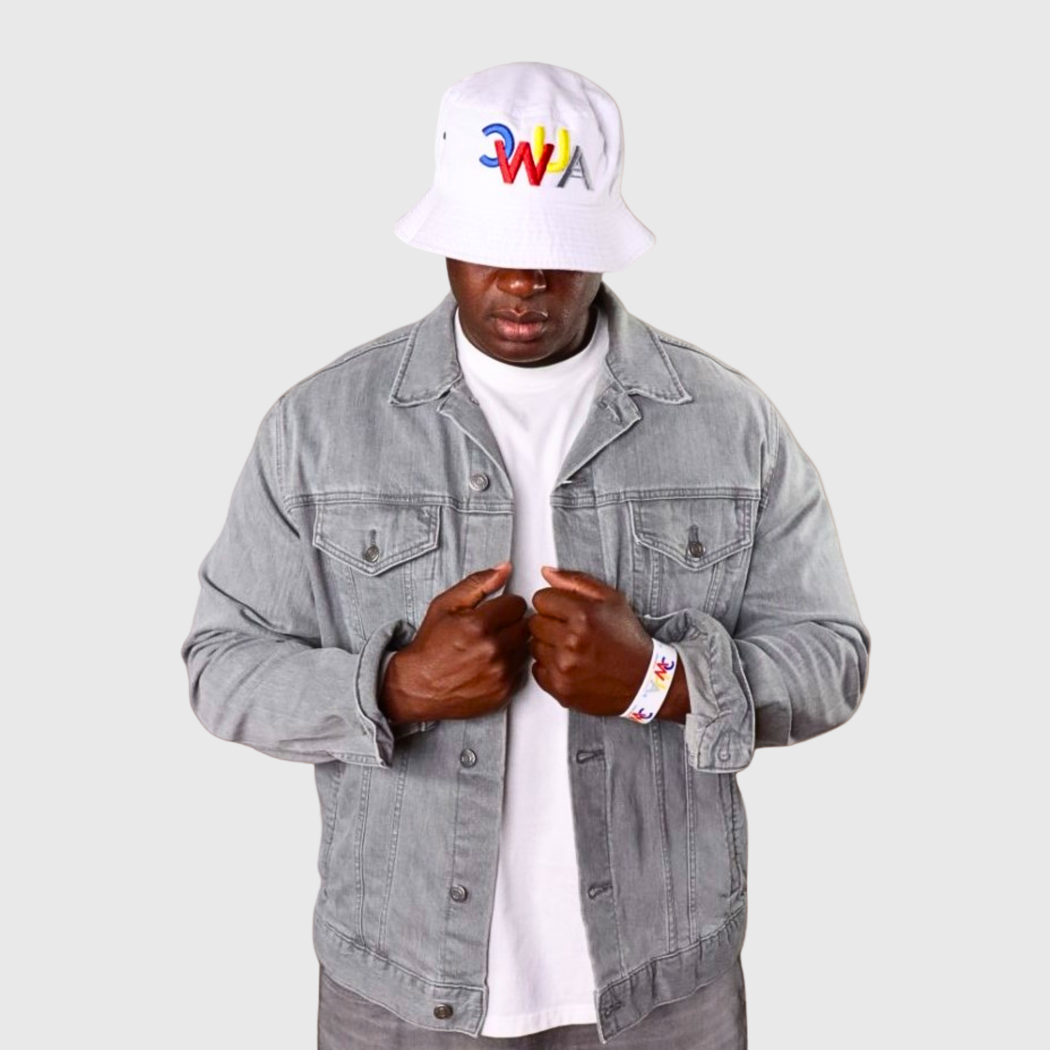 "CWUA"- BUCKET HAT SIGNATURE LOGO (WHITE / MULTI) 3D PUFF EMBROIDERY