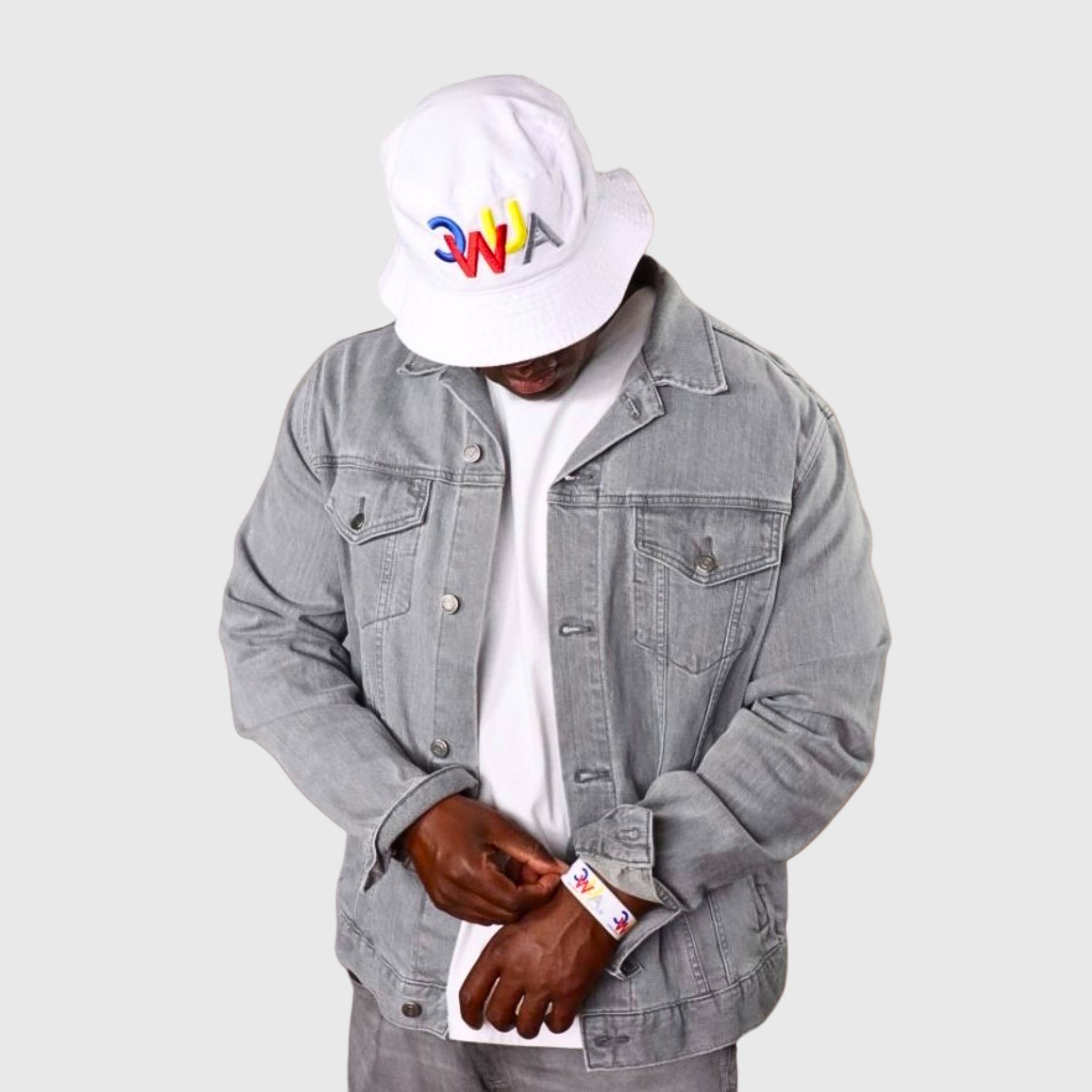 "CWUA"- BUCKET HAT SIGNATURE LOGO (WHITE / MULTI) 3D PUFF EMBROIDERY