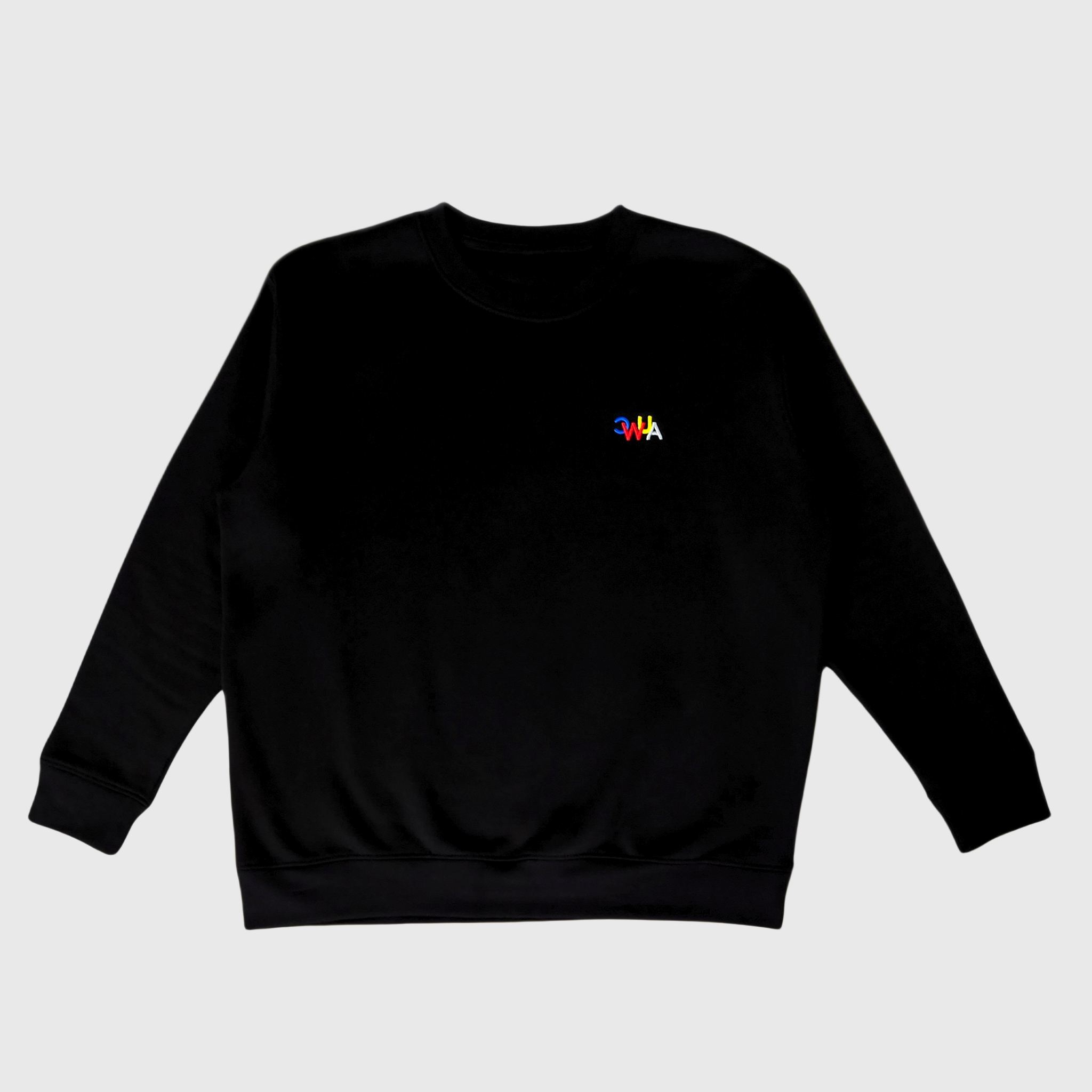 "CWUA"- PREMIUM CREWNECK SMALL SIGNATURE LOGO ( BLACK / MULTI) 3D PUFF EMBROIDERY