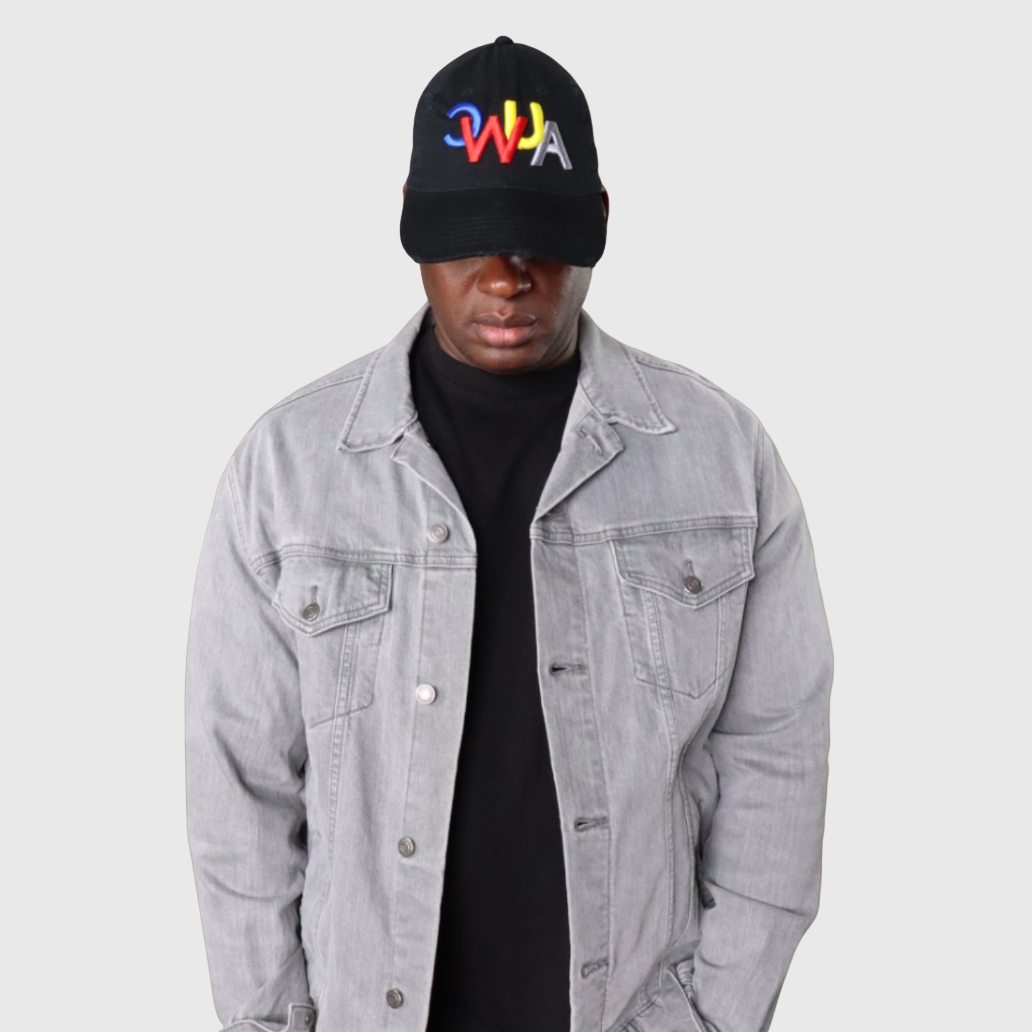 "CWUA"- DISTRESSED DAD HAT SIGNATURE LOGO (BLACK / MULTI) 3D PUFF