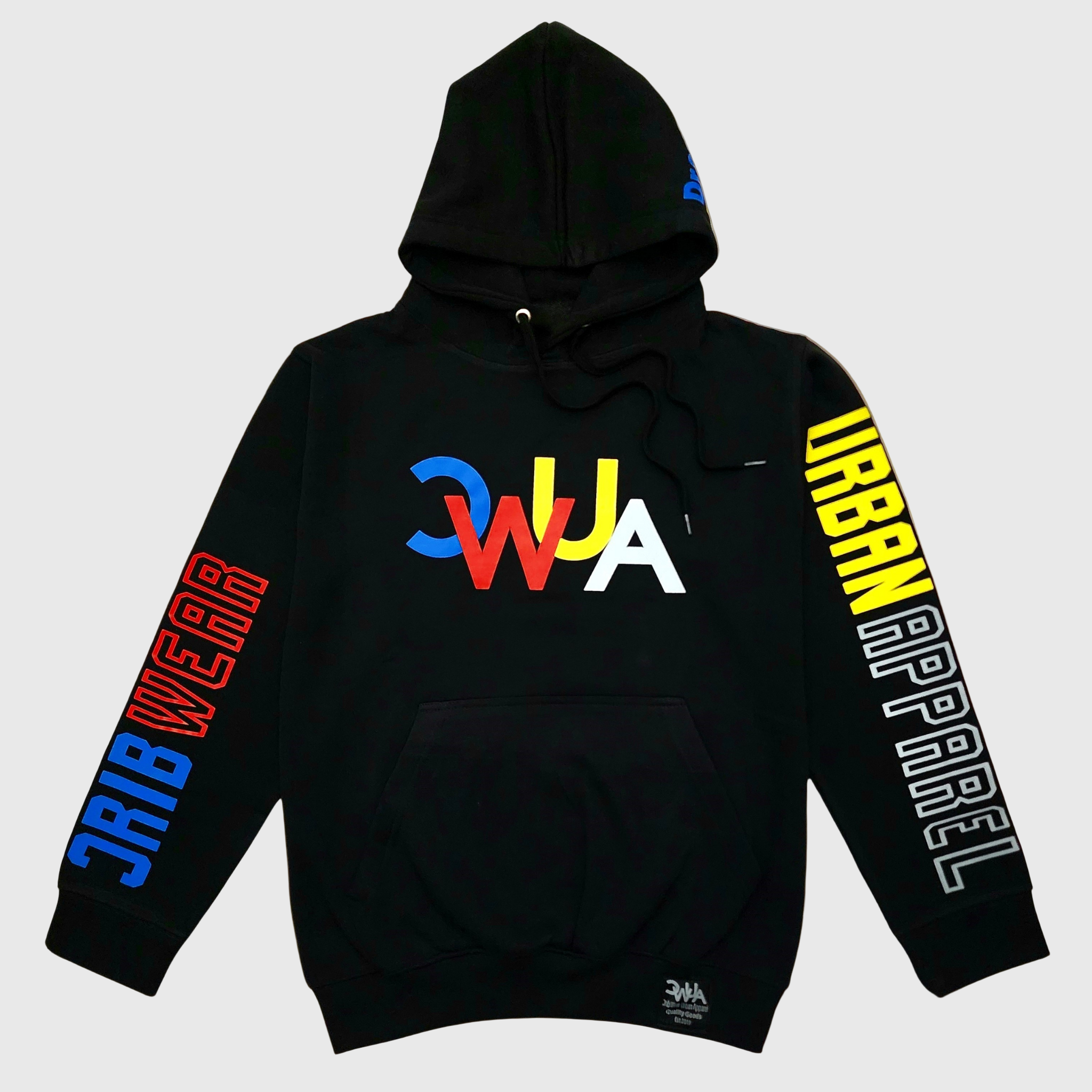 "CWUA"- PREMIUM HOODIE BOLD SIGNATURE LOGO (BLACK / MULTI)