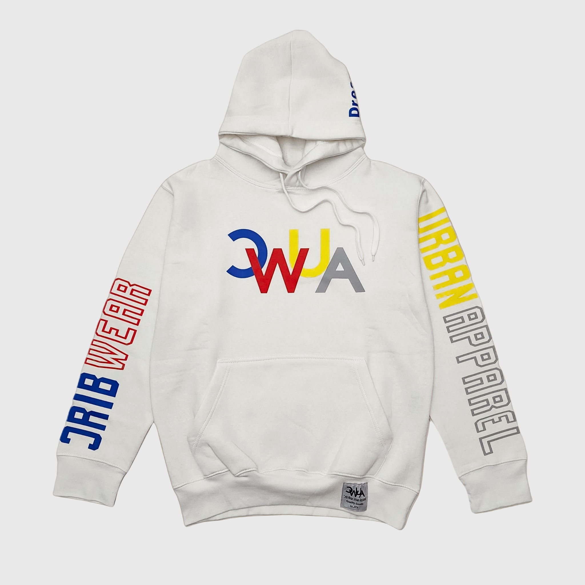 "CWUA"- PREMIUM HOODIE BOLD SIGNATURE LOGO (WHITE / MULTI )