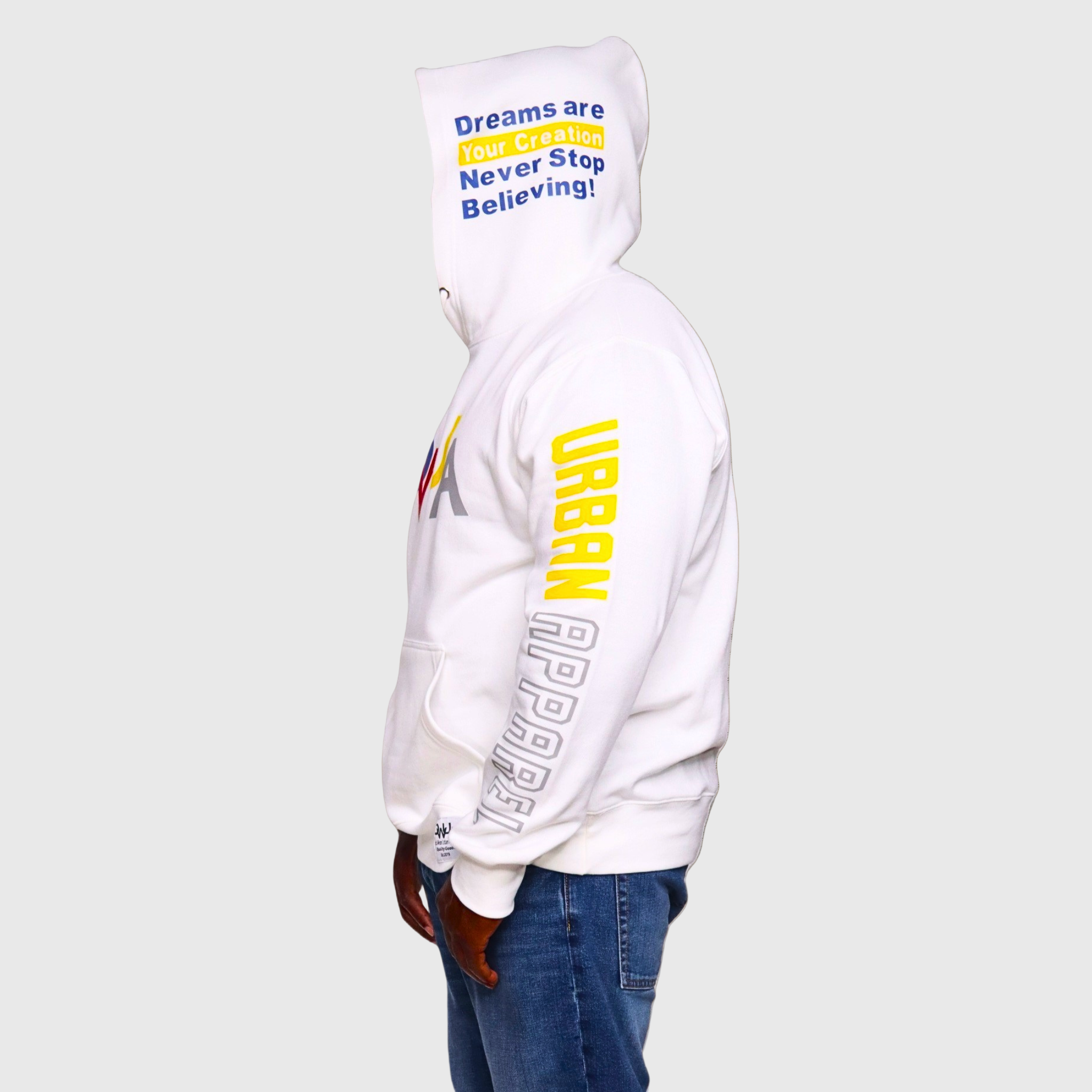 "CWUA"- PREMIUM HOODIE BOLD SIGNATURE LOGO (WHITE / MULTI )