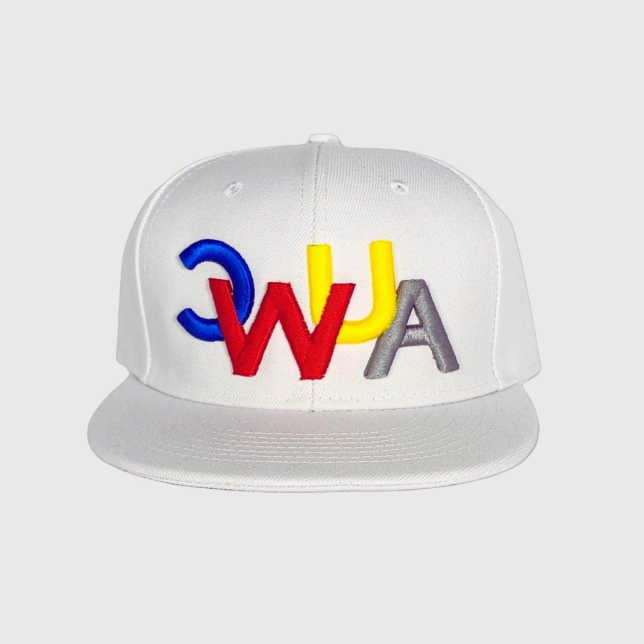 "CWUA"- SNAPBACK HAT SIGNATURE LOGO (WHITE / MULTI) 3D PUFF