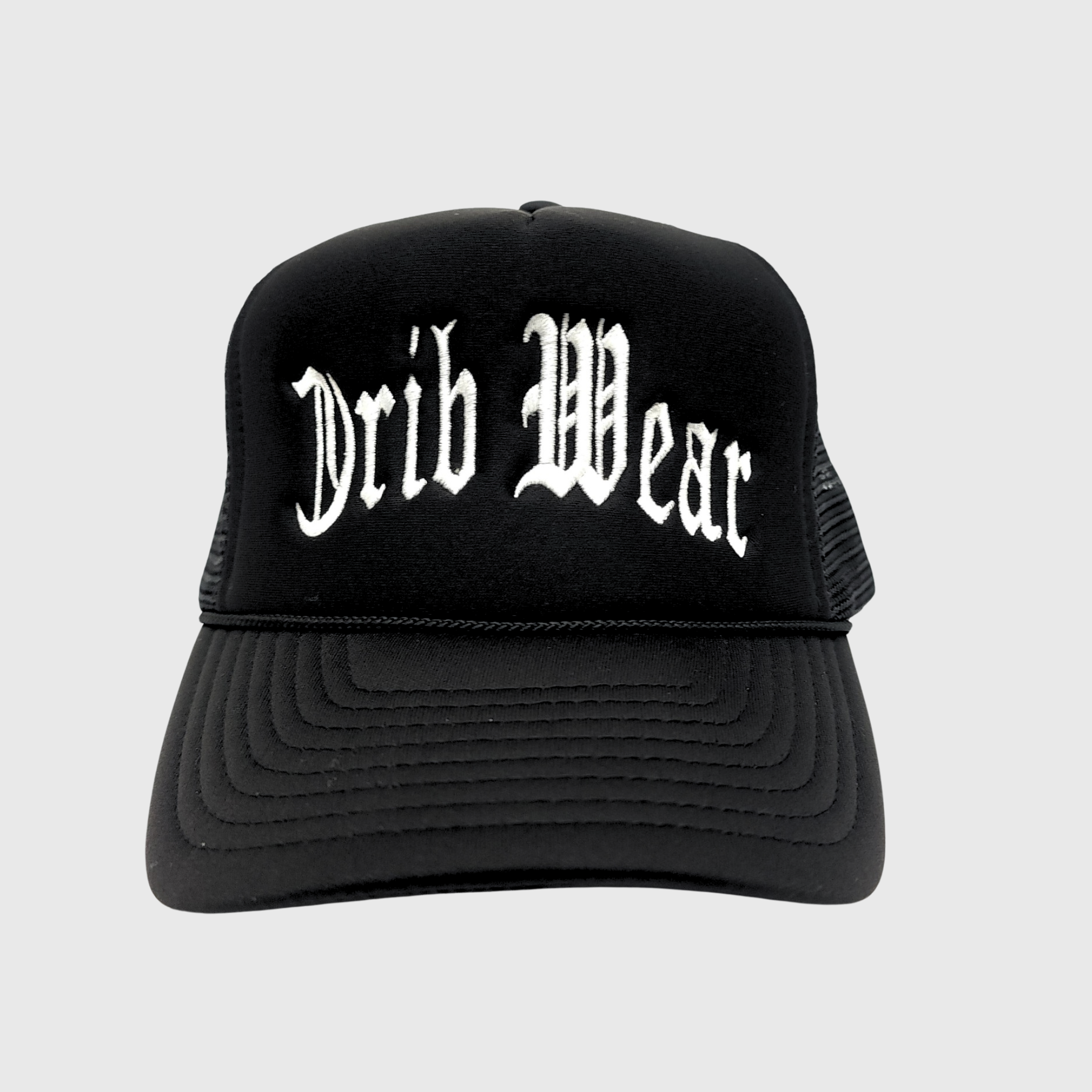 "CRIB WEAR"- TRUCKER HAT (BLACK / WHITE) EMBROIDERY