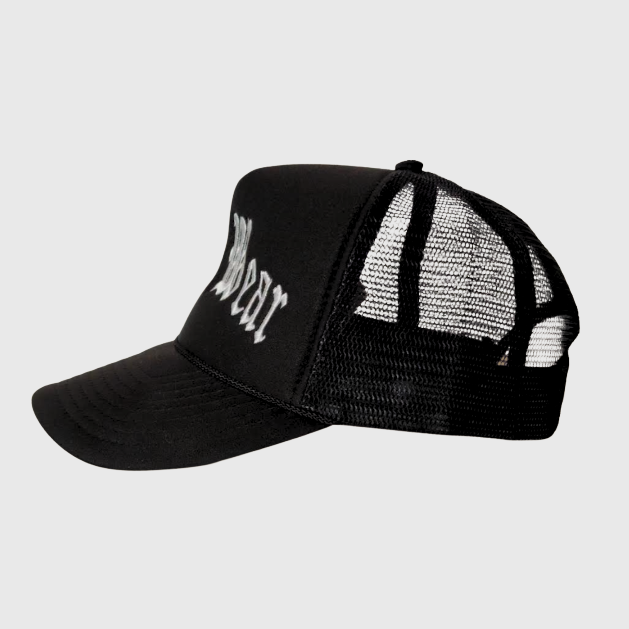 "CRIB WEAR"- TRUCKER HAT (BLACK / WHITE) EMBROIDERY