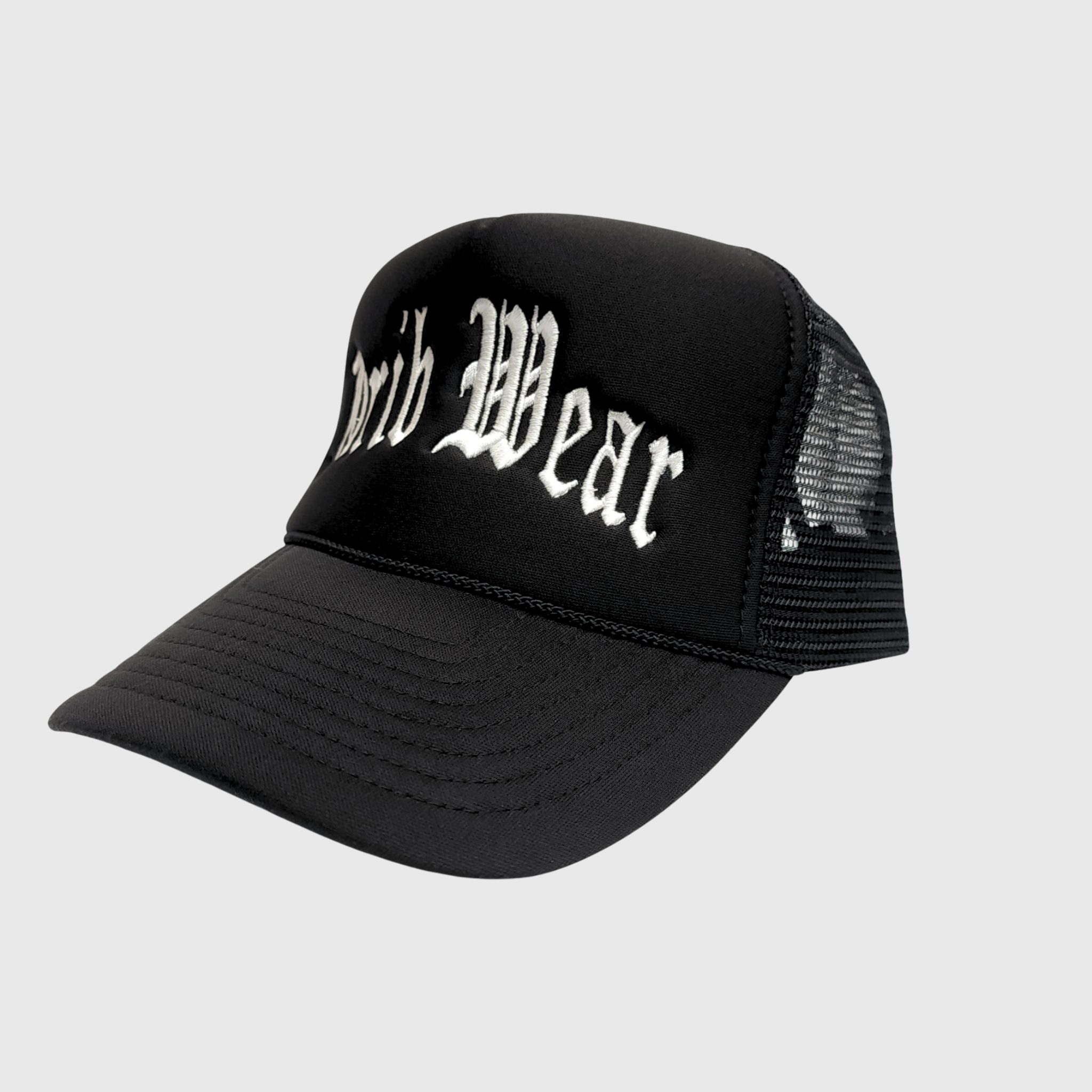 "CRIB WEAR"- TRUCKER HAT (BLACK / WHITE) EMBROIDERY